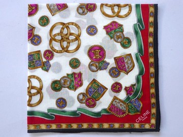 Celine Paris 古董絲巾 - 手帕 18.5 x 18.5 英吋
