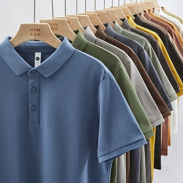 漢斯卡polo衫男士2022夏季新款輕商務翻領短袖t恤男裝夏天上衣服
