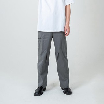 側口袋抓褶長褲