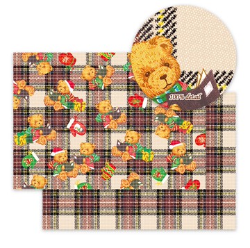 冬日格紋熊棕色 包裝紙 / 手帳紙 / 25張 A4 尺寸