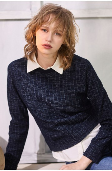 華夫格雙色織紋毛衣