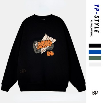 【超絕質感！台灣出貨】oversize ins復古時尚大學T 美式高街 印花大學T 韓版潮牌潮流 加絨加厚