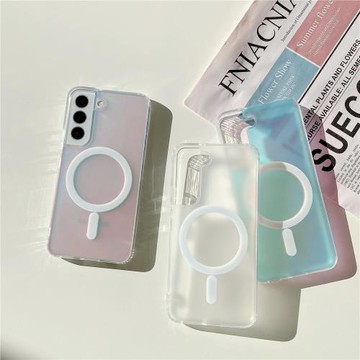 漸變磨砂S24適用三星s23ultra手機殼新款s22ultra磁吸無線充電s24plus男女s22全包鏡頭23+防摔高端保護套