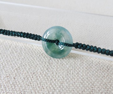 本命年【歲歲平安】冰飄花平安扣翡翠絲光編織手鍊*SW18*招財開運