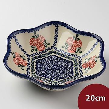 波蘭陶 漫野薔薇系列 花型盤 小 20cm 波蘭手工製