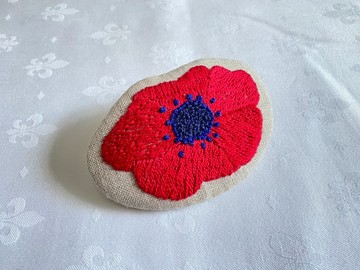 銀蓮花刺繡髮夾