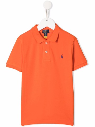 Ralph Lauren Kids - embroidered logo polo shirt - kids - Cotton - 5 - Orange
