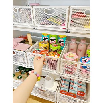 免打孔水槽櫥柜衣柜軌道式可疊加拉籃加深大容量抽屜式整理收納筐