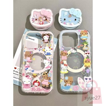 日韓可愛系 KT控 貓貓 蝴蝶結 搖搖磁吸支架 適用iPhone16 15 14 13 12 11 Pro Max手機殼