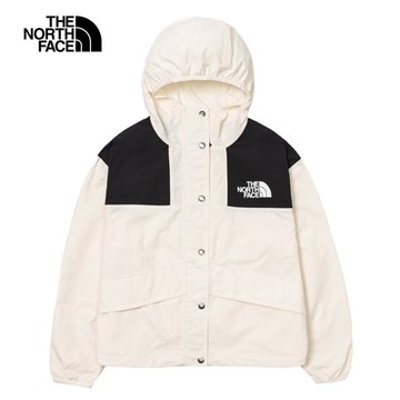 【The North Face 官方旗艦】北面女款米白色DWR防潑水連帽外套｜5JXOQLI