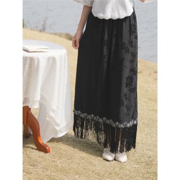 民國流蘇筒裙親膚舒適中式少女百搭復古半身裙春夏襖裙長裙a型