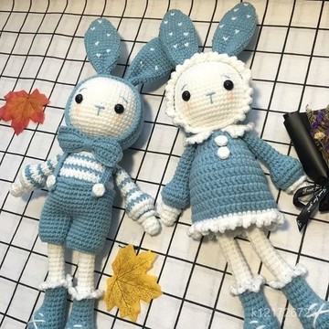臺灣🚍8H出🉑手工編織玩偶鈎針diy材料包手作娃娃針織勾綫手工製作禮物毛綫兔 RGXH