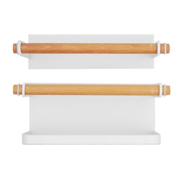 磁吸門後雨傘架 鐵製橡膠磁片材質  18 x 6.5 x 5cm + 18 x 6.5 x 8cm  白色  1個