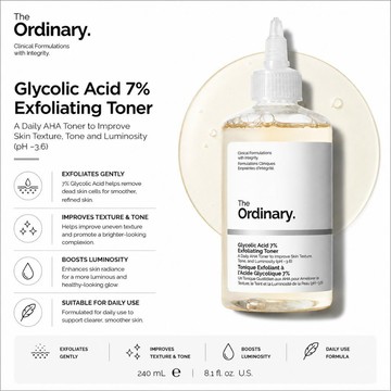 The Ordinary Glycolic Acid 7% 化妝水 240ml 甘醇酸爽膚水 保濕化妝水 水感化妝水