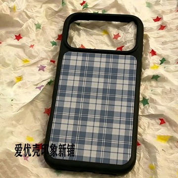 霧藍格序簡約潮款手機殼防摔適用 iPhone18/17/16Plus/15/14/13/12 蘋果保護套