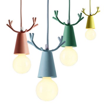 【威森家居】北歐 鹿角馬卡龍燈泡吊燈 現貨實木鐵藝工業風現代簡約復古檯燈壁燈大廳客廳臥室燈具LED設計師 L171221