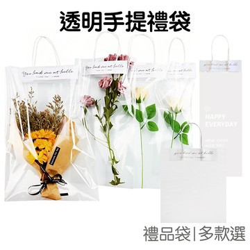 簡約手提袋 透明袋 1入 禮品袋 透明袋 禮物袋 包裝袋 母親節 情人節 聖誕節 畢業季【RI3492】《Jami》