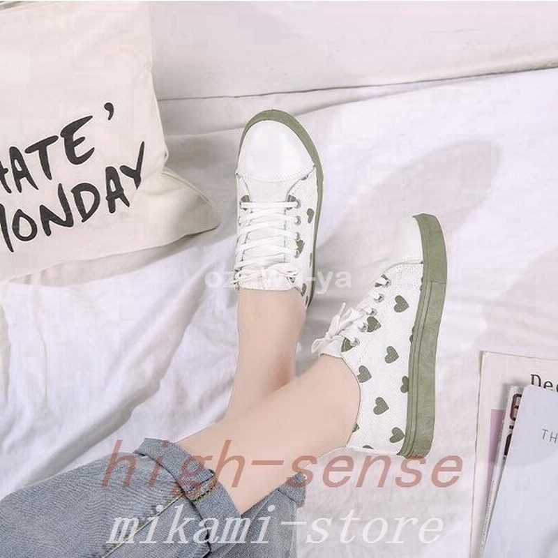 スニーカーレディース滑り止めキャンバス春新作秋素敵アウトソール安いハート柄個性的女性用ラバー 通販 Lineポイント最大0 5 Get Lineショッピング
