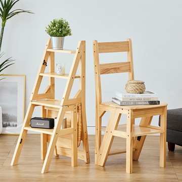 樂嫚妮 多功能實木折疊樓梯椅/附安全鎖扣