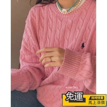 🔥熱銷🔥秋冬款 毛衣 麻花紋毛衣 圓領小馬標 保暖針織衫 打底衫 情侶款軟糯溫柔係穿搭麻花針織衫上衣