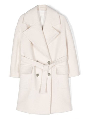 Balmain Kids - double-breasted wool coat - kids - Virgin Wool/Cashmere/Polyester/Viscose - 8 - Neutrals