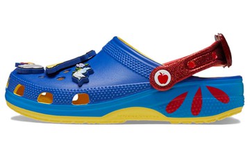 WMNS CROCS SNOW WHITE CLASSIC CLOGS BLUE YELLOW RED