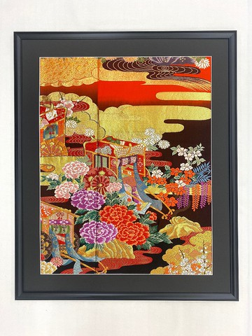 和服藝術復古面料皇家馬車日本現代藝術面板日本室內禮物慶祝幸運符框架室內 21