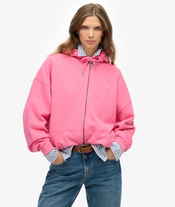 Superdry Women's Studios Zip Hoodie Pink Size: 6