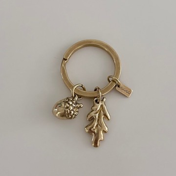 森林小物—橡實&夏櫟葉 2件組 黃銅鑰匙圈吊飾