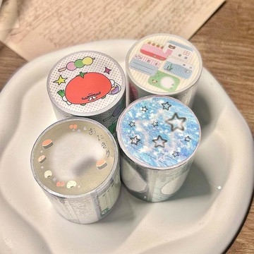 🍀初夏上新🍀古早味貼紙卷日系文字模切膠帶閃砂復古手帳素材裝飾咕卡手賬