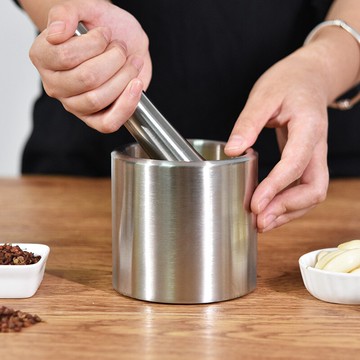 杜博爾 304不銹鋼搗蒜器搗藥罐蒜臼蒜泥石臼家用手動蒜臼子研磨器1入