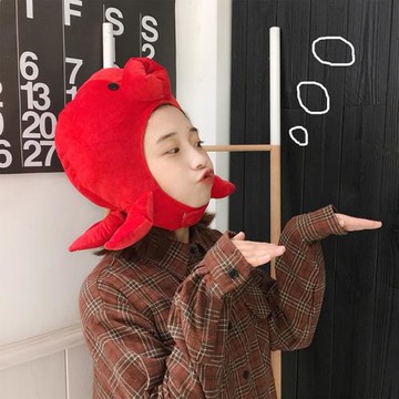 ins網紅派對自拍搞怪卡通紅色章魚頭套帽少女心可愛賣萌拍攝道具