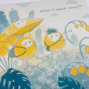 沙粒默-走到森林去-海報30x30cm-Risograph孔版印刷