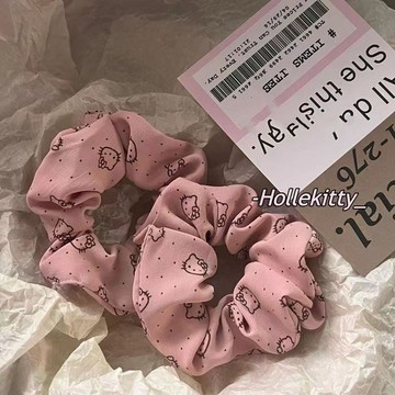 Kitty髮圈🎀 法式可愛大腸圈甜美粉色小衆髮圈少女九子頭髮繩高彈力橡皮筋可愛頭繩頭飾 彈性髮繩 綁馬尾髮圈 頭繩髮圈