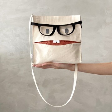 【立體布袋】精明笑, 斜背/手挽帆布袋