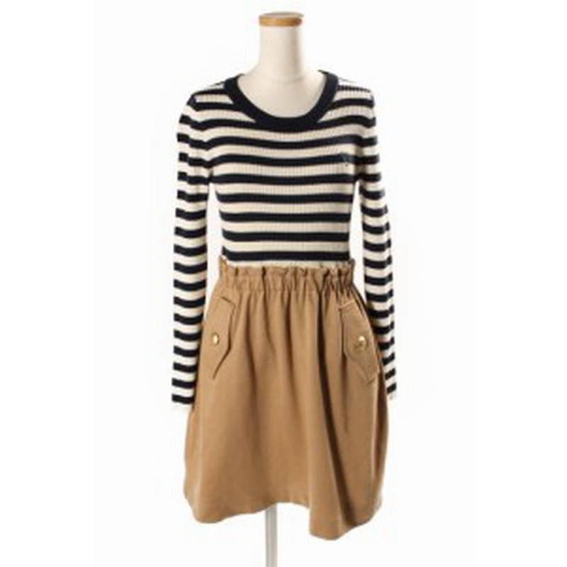 中古 ブルーレーベルクレストブリッジ Blue Label Crestbridge ワンピース ドッキング ニット ボーダー 長袖 ウール 36 通販 Lineポイント最大1 0 Get Lineショッピング