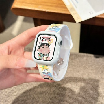 iwatch 卡通奶茶小新錶帶 矽膠柔軟女款 相容蘋果 S10 S11 SE 高顏值運動手錶帶