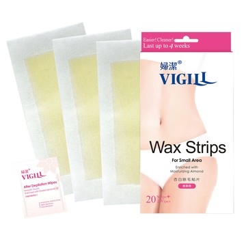 VIGILL 杏白除毛貼片(局部用)20片+除臘潤膚濕紙巾2片