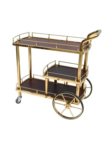 含運   酒店移動餐車酒水車推車  多功能三層酒水服務手推車貴族餐桌圣誕皇家古典紅木吧車木輪伯爵