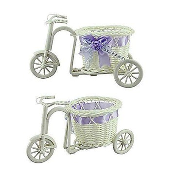 塑料編織小花車花籃插花花器家居裝飾花盆桌面收納婚慶店面擺件 手工編織 收納 擺飾 壁掛花盆 吊籃花盆 壁掛花器 編織花盆