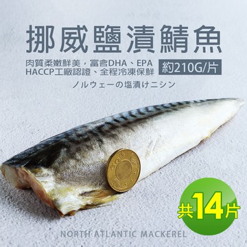 【築地一番鮮】挪威｜3L厚片薄鹽鯖魚｜210g｜14片