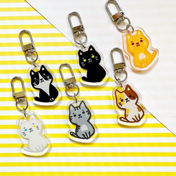 壓克力鑰匙圈吊飾-正坐貓咪
