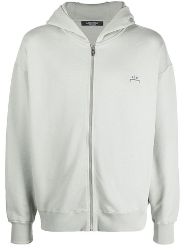 A-COLD-WALL* - logo-print zip-up hoodie - men - Cotton - XL - Grey