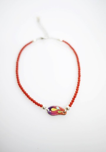 Drop of Tears彩色眼淚琺瑯腳鍊(紅系)