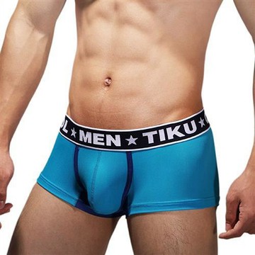 TIKU 梯酷 ~ 活力馬卡龍 竹纖維透氣超彈 平口男內褲 -藍 (LN1234)