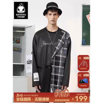 GENANX閃電潮牌無帽衛衣男新款青少年長袖初秋穿搭上衣女春秋單穿