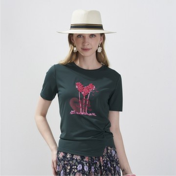 CLL巧玲瓏 CHILL熱帶島嶼抓皺上衣(深綠色) 7063804