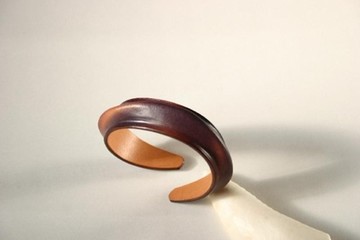 手工染色皮革手鐲 紫色