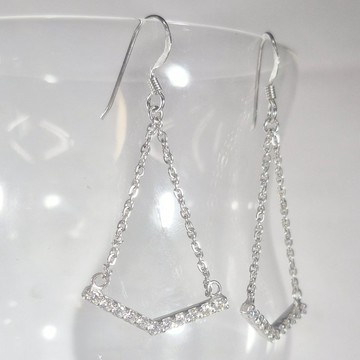 【絕版品出清】純銀耳環—滿鑽V字耳環  925銀手工飾品
