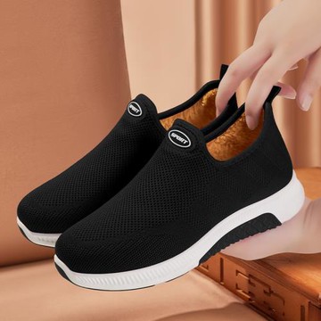 老北京布鞋女棉鞋加絨新款防滑一腳蹬雪地二棉鞋媽媽健步老人鞋子